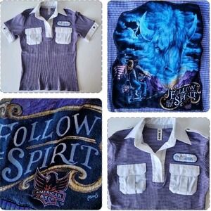 VTG Ex Novo Shirt Womens Medium 70s Retro Italy Biker Follow‎ The Spirit Blondie